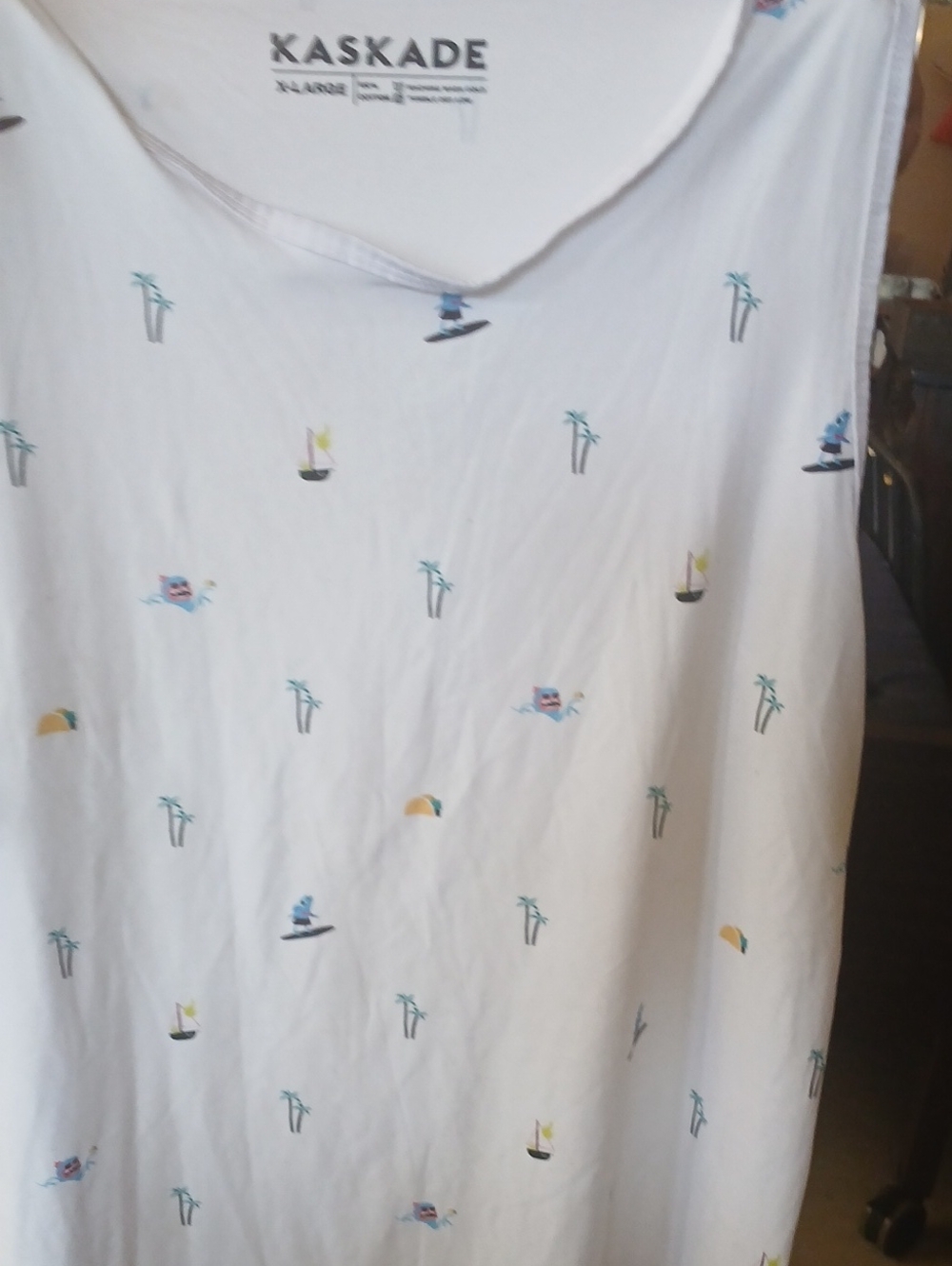 Kaskade White Printed Muscle Tee